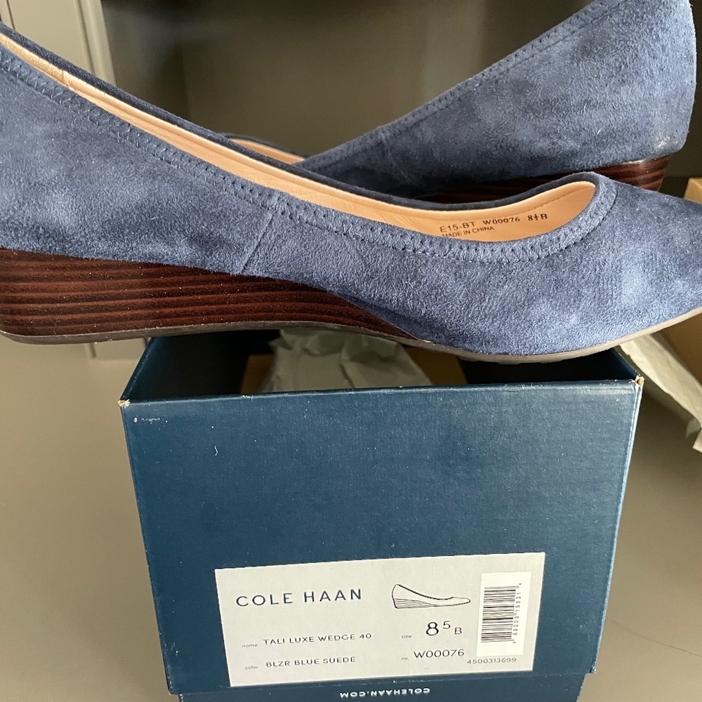 Cole Haan Blue Suede Wedge  size 8.5